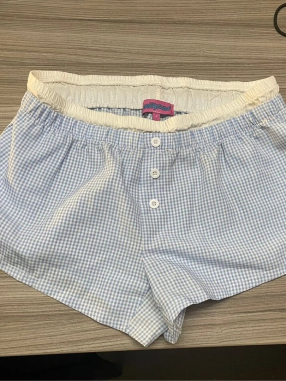 Women's Blue White Gingham Low Rise Shorts Size S / EU 36 / US 4